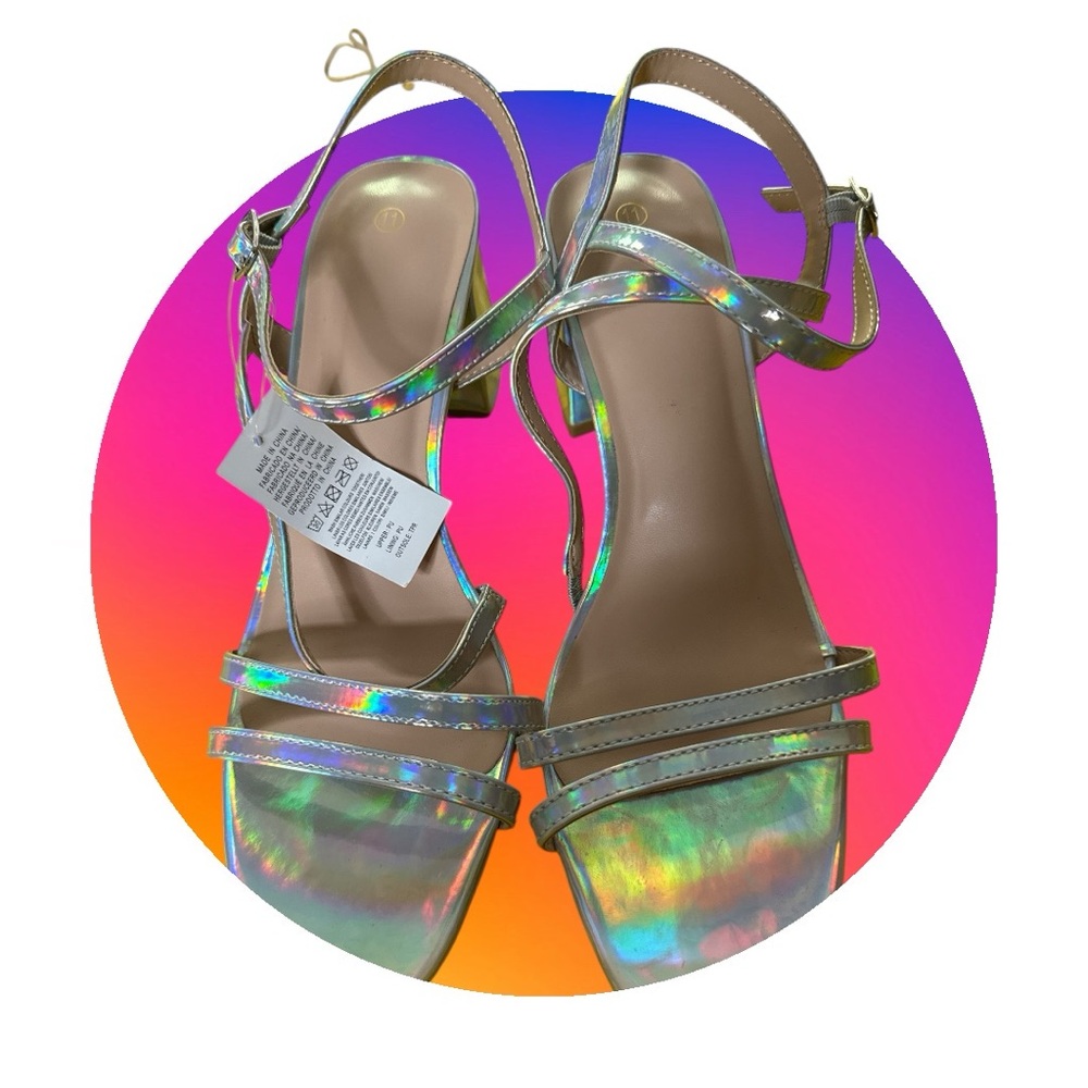 NWT Women’s size 11 Holographic Strappy Sandals by MySoft